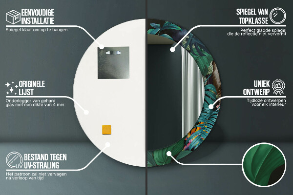 Miroir rond avec décoration Forêt dans la jungle