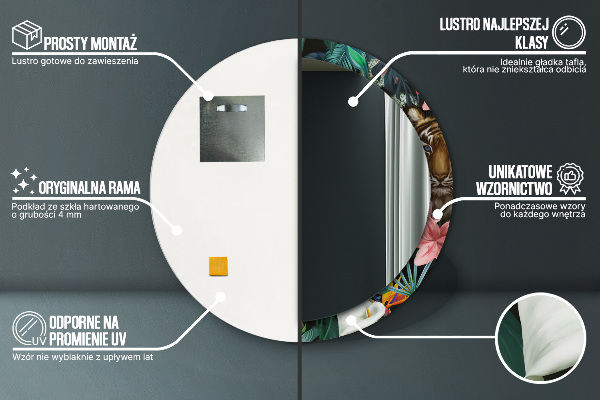 Miroir rond avec décoration Forêt dans la jungle
