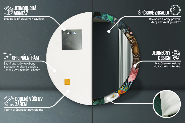 Miroir rond avec décoration Forêt dans la jungle