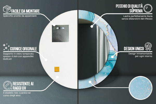 Miroir rond avec décoration Fluide abstrait