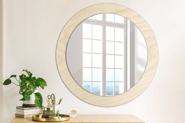 Miroir rond avec décoration Texture du bois