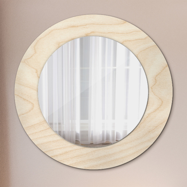 Miroir rond avec décoration Texture du bois