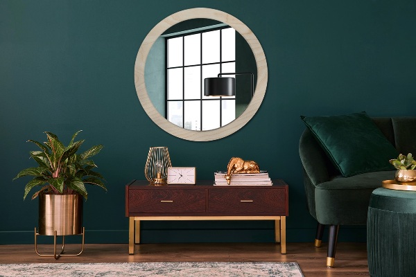 Miroir rond avec décoration Texture du bois