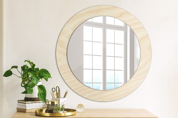 Miroir rond avec décoration Texture du bois