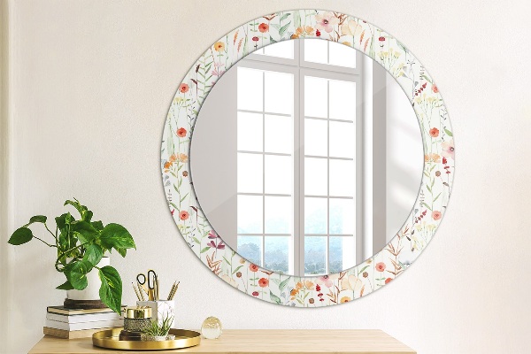 Miroir rond avec décoration Fleurs sauvages