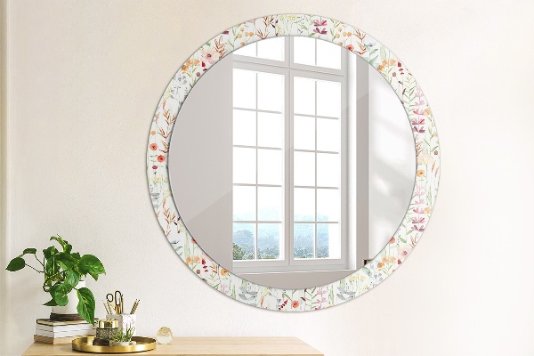Miroir rond avec décoration Fleurs sauvages
