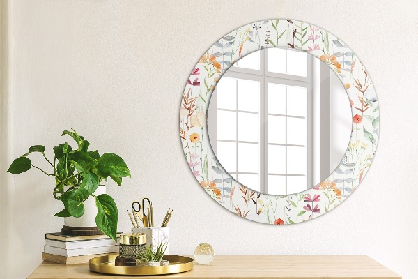 Miroir rond avec décoration Fleurs sauvages