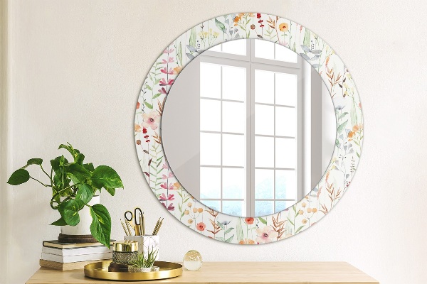 Miroir rond avec décoration Fleurs sauvages
