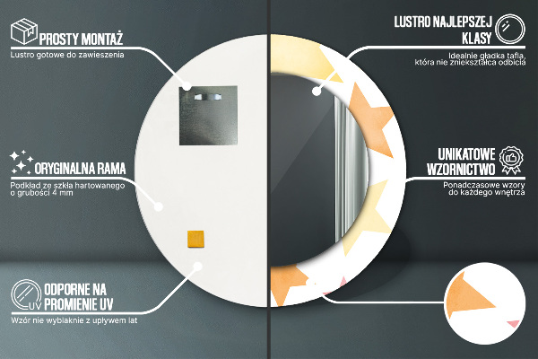 Miroir rond imprimé Étoiles pastel