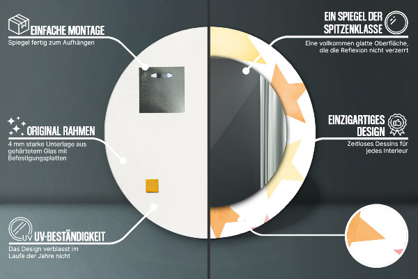 Miroir rond imprimé Étoiles pastel