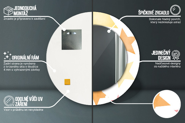 Miroir rond imprimé Étoiles pastel