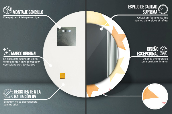 Miroir rond imprimé Étoiles pastel
