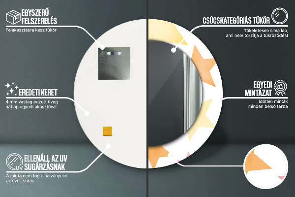 Miroir rond imprimé Étoiles pastel
