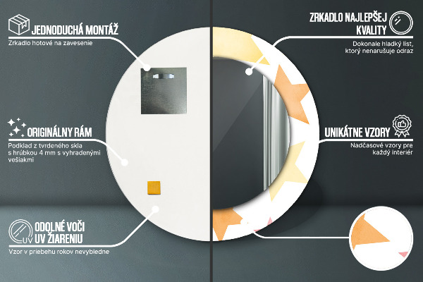 Miroir rond imprimé Étoiles pastel