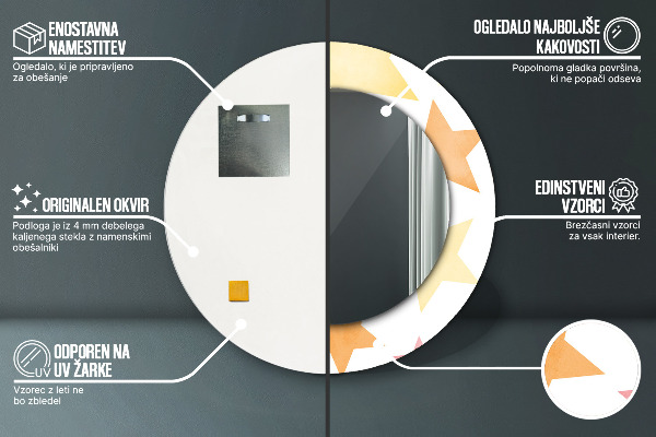 Miroir rond imprimé Étoiles pastel