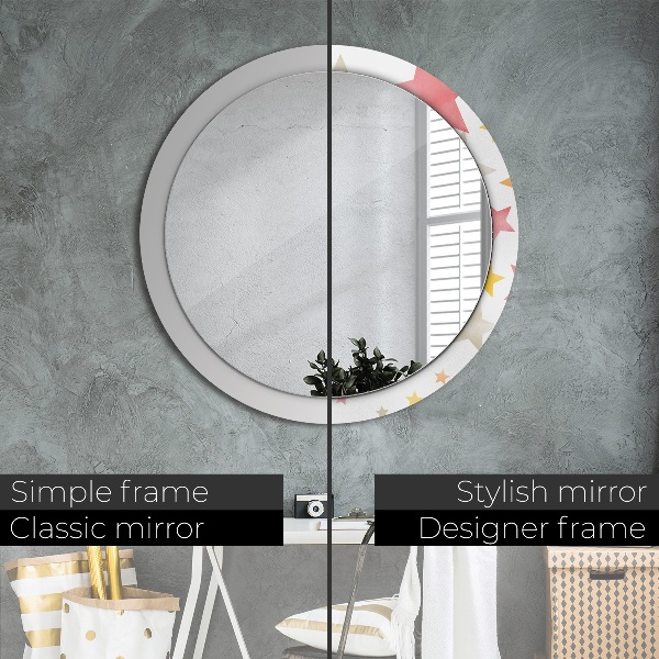 Miroir rond imprimé Étoiles pastel