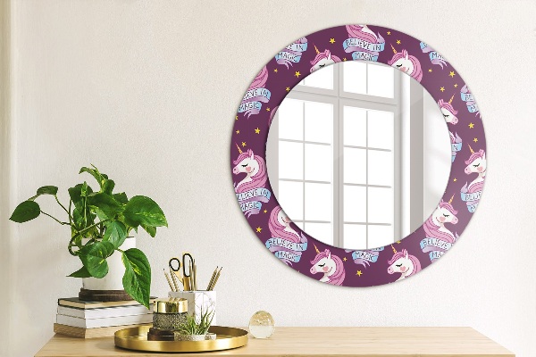 Miroir rond imprimé Stars de la licorne