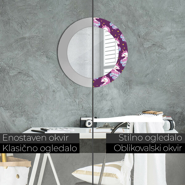 Miroir rond imprimé Stars de la licorne