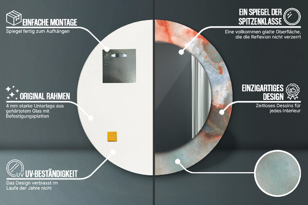 Miroir rond imprimé Marbles onyx