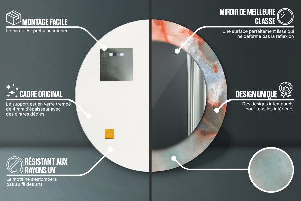 Miroir rond imprimé Marbles onyx