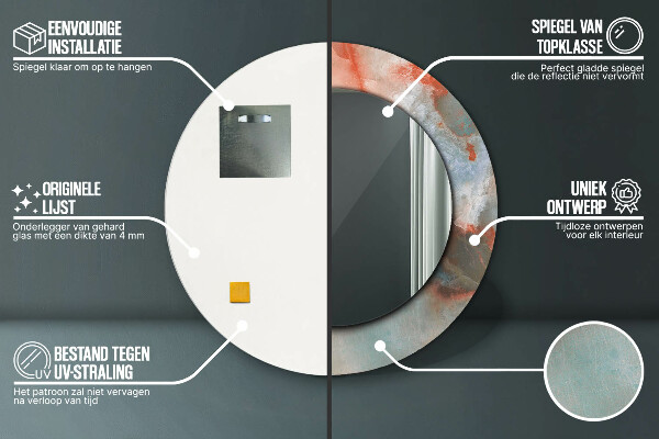 Miroir rond imprimé Marbles onyx