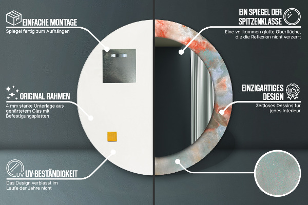 Miroir rond imprimé Marbles onyx