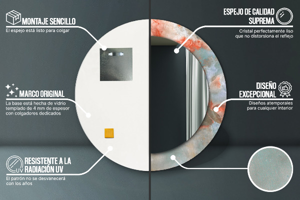 Miroir rond imprimé Marbles onyx