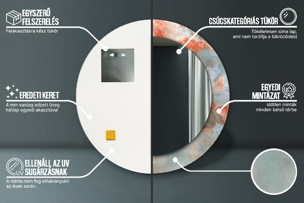 Miroir rond imprimé Marbles onyx