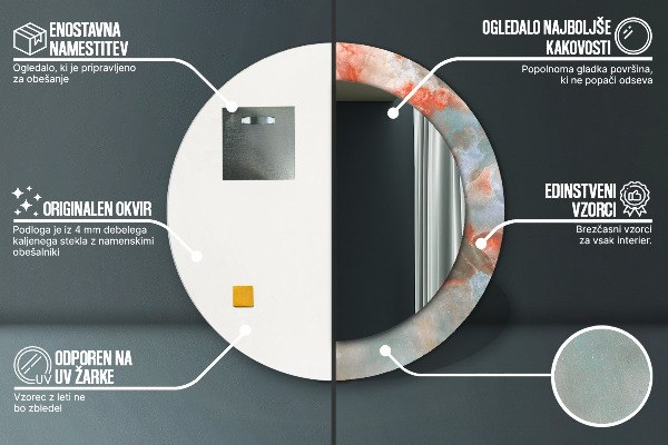 Miroir rond imprimé Marbles onyx