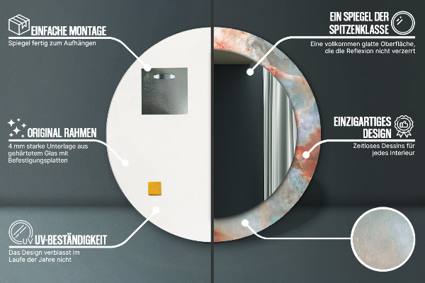 Miroir rond imprimé Marbles onyx