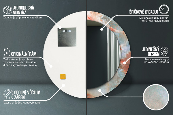 Miroir rond imprimé Marbles onyx