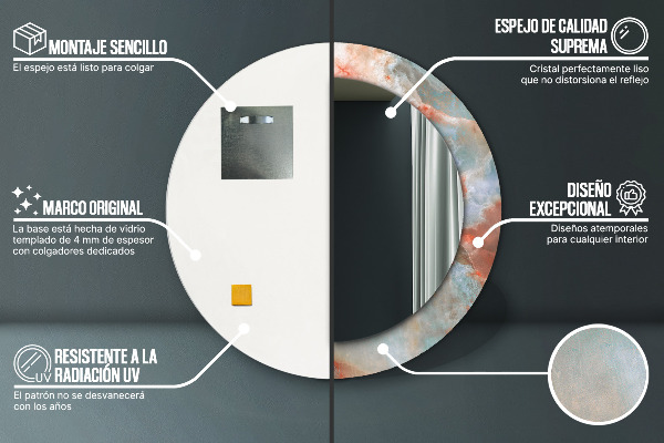 Miroir rond imprimé Marbles onyx