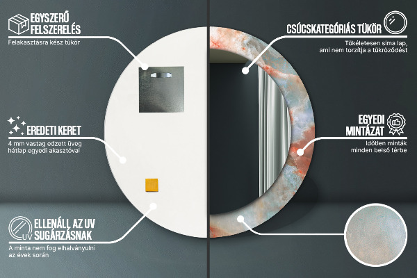 Miroir rond imprimé Marbles onyx