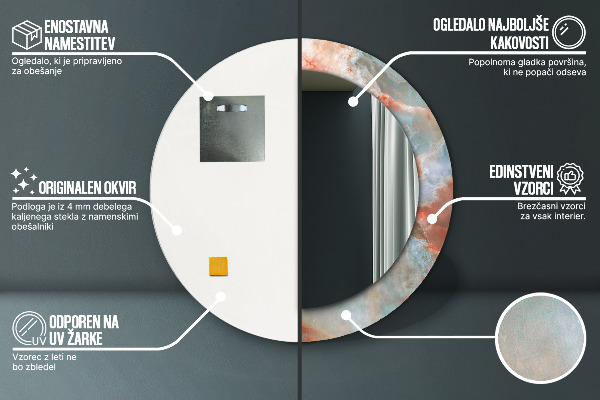 Miroir rond imprimé Marbles onyx