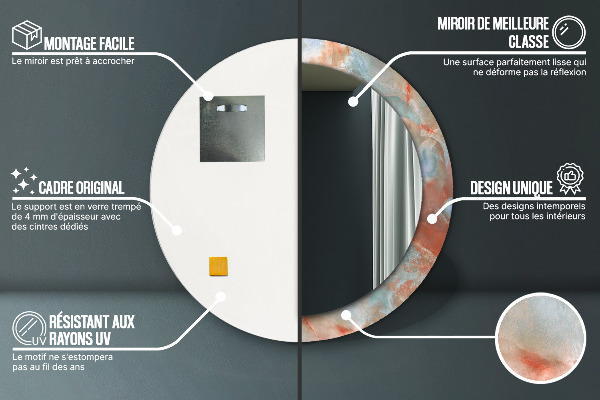 Miroir rond imprimé Marbles onyx