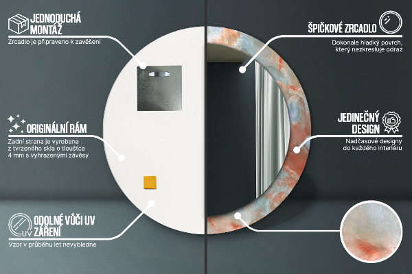 Miroir rond imprimé Marbles onyx