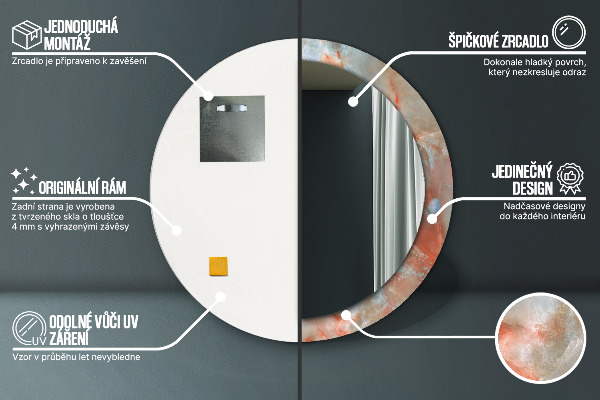 Miroir rond imprimé Marbles onyx