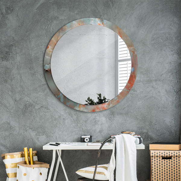 Miroir rond imprimé Marbles onyx