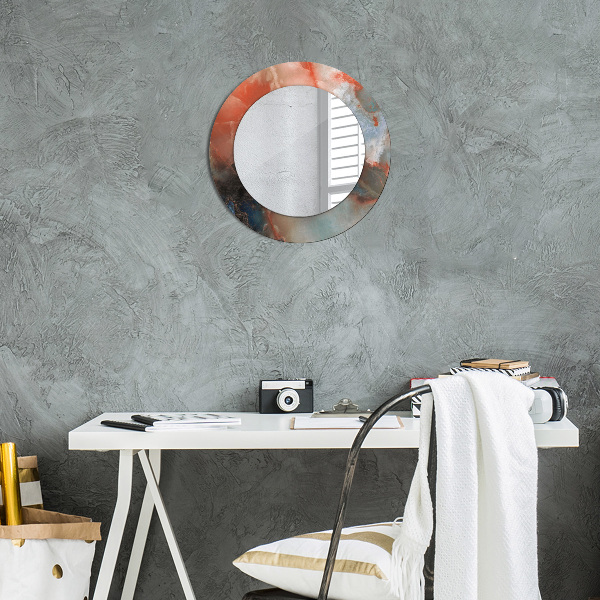 Miroir rond imprimé Marbles onyx