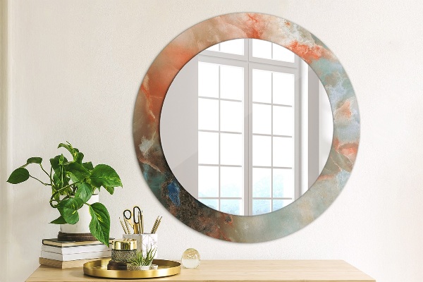 Miroir rond imprimé Marbles onyx