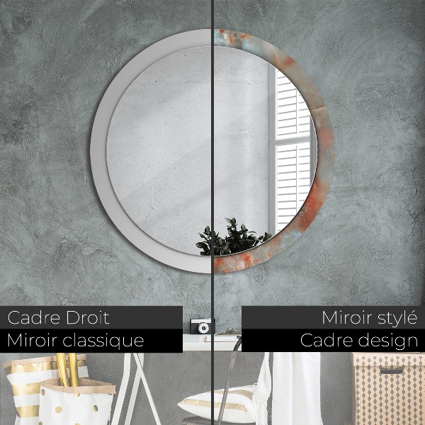 Miroir rond imprimé Marbles onyx
