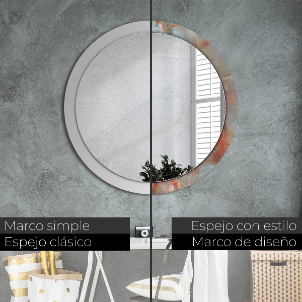Miroir rond imprimé Marbles onyx