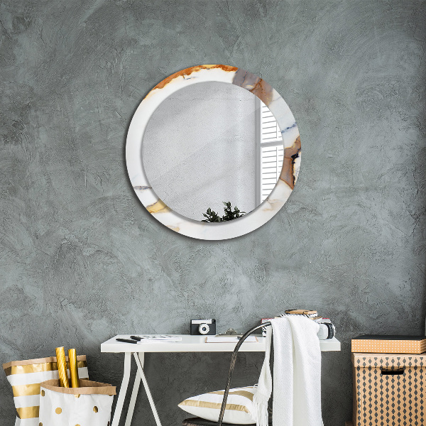 Miroir rond imprimé Marbre blanc