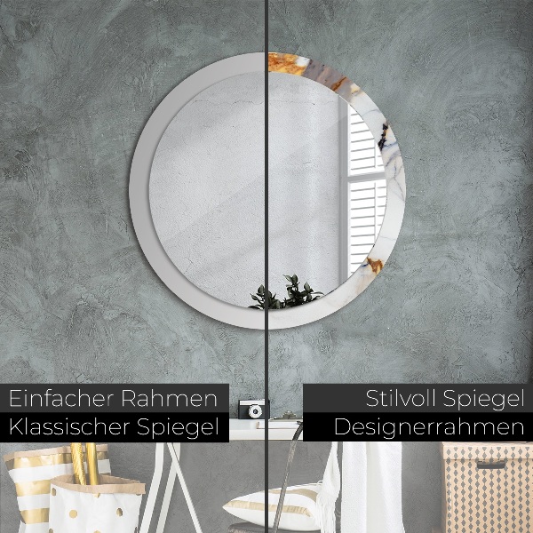 Miroir rond imprimé Marbre blanc