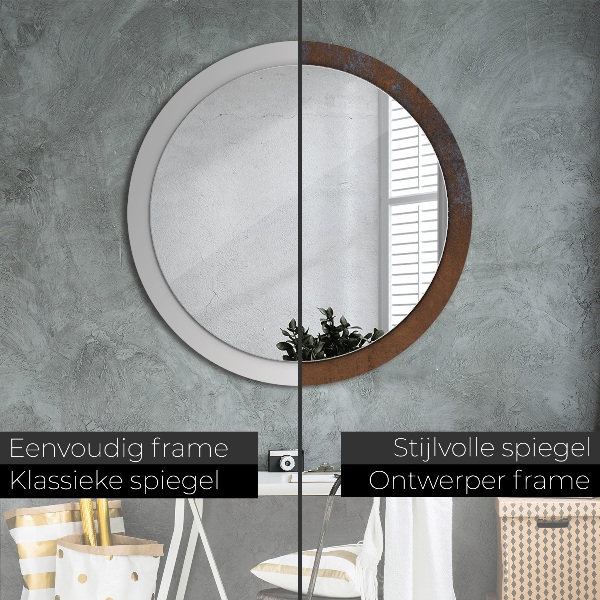 Miroir rond imprimé Rustique métallique