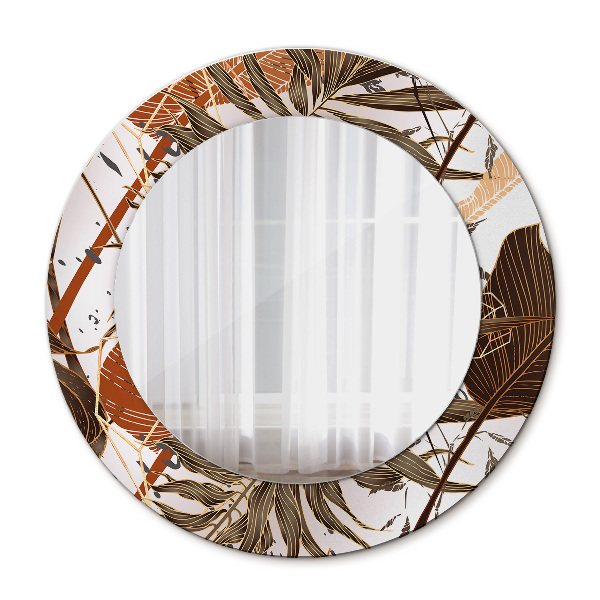 Miroir rond imprimé Feuilles de palmier