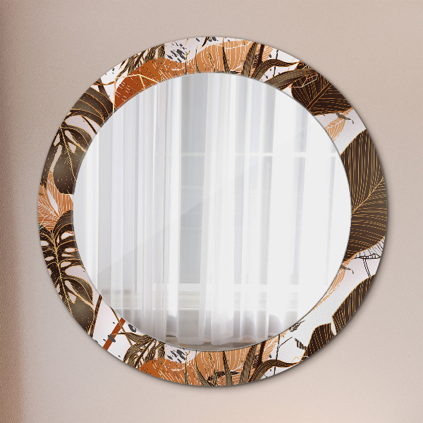 Miroir rond imprimé Feuilles de palmier