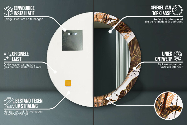 Miroir rond imprimé Feuilles de palmier