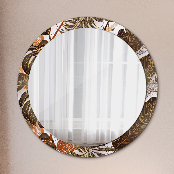 Miroir rond imprimé Feuilles de palmier