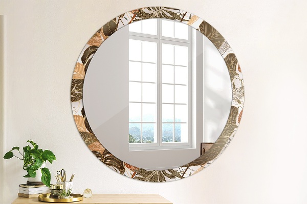 Miroir rond imprimé Feuilles de palmier